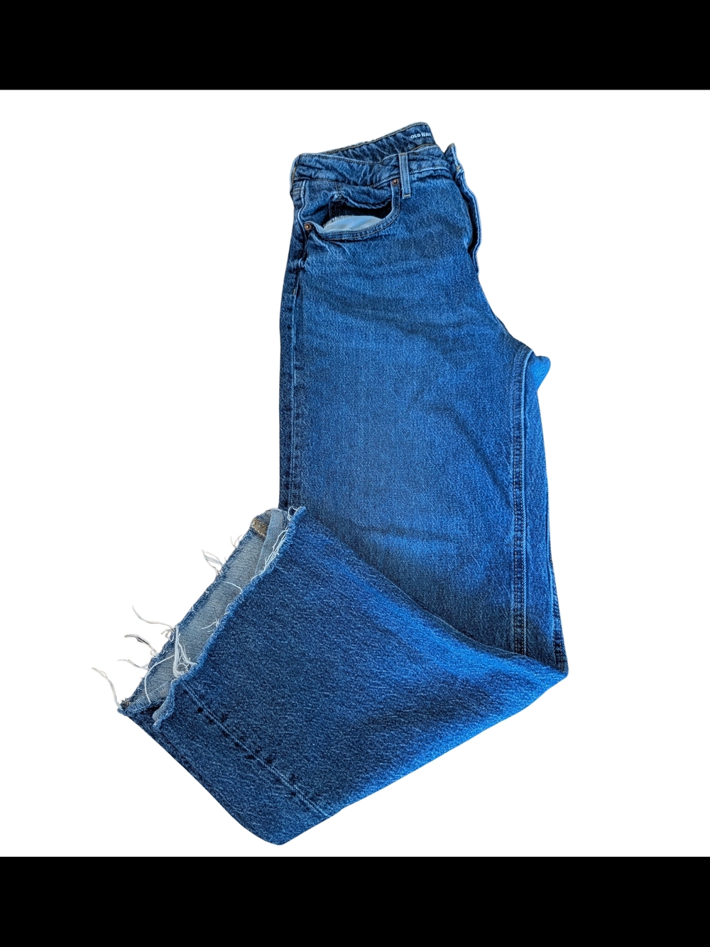 EUC Old Navy Womens 12 High Rise Sky-Hi Wide Leg Jeans Raw Hem